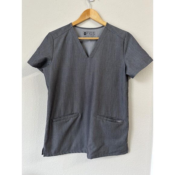 Figs Women's Casma Pockets Medical Scrub Top Grey Healthcare Uniform Work XS - Picture 1 of 3